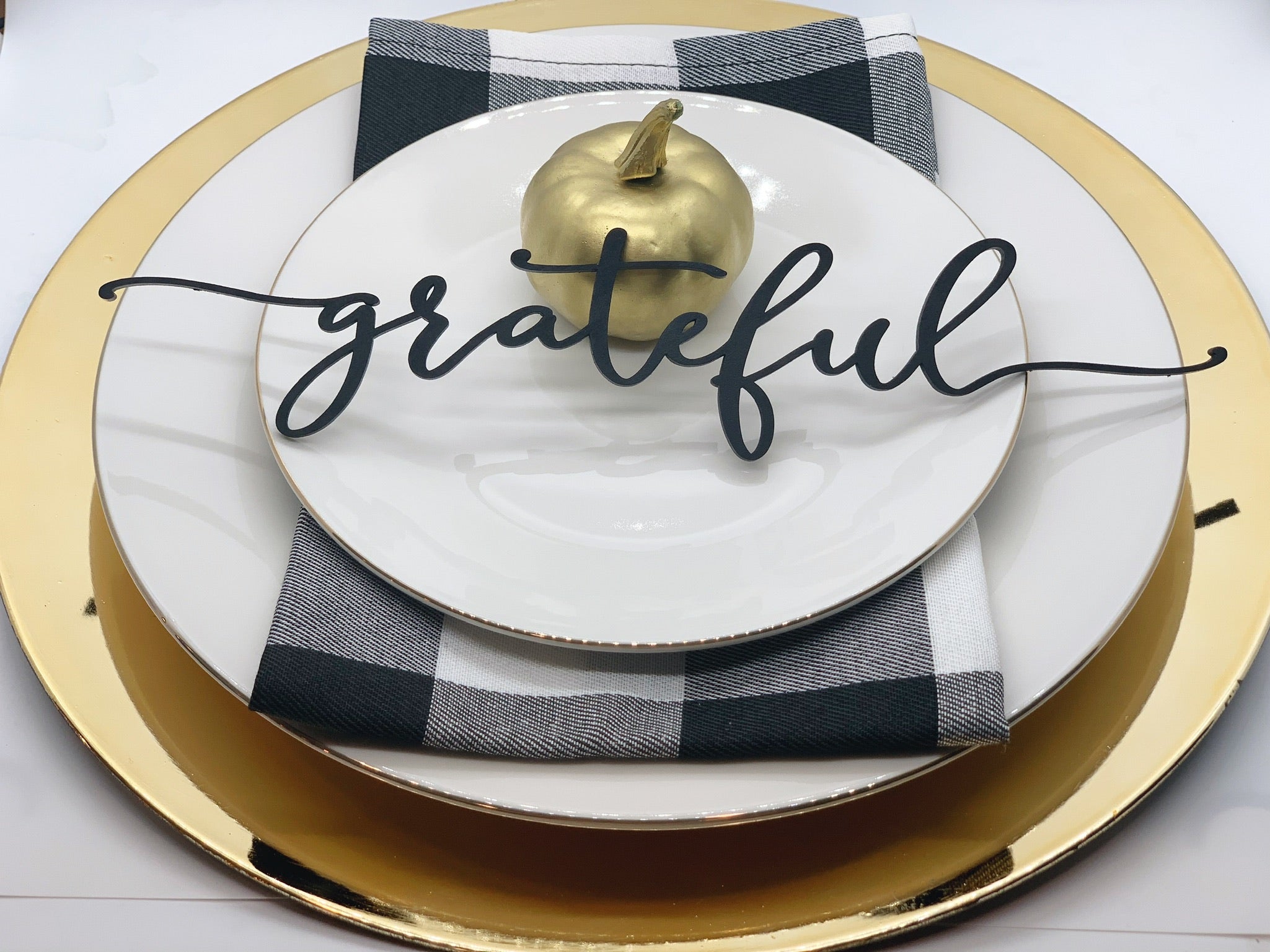 Holiday Table Place Setting | Thankful, Gather, Blessed & Grateful
