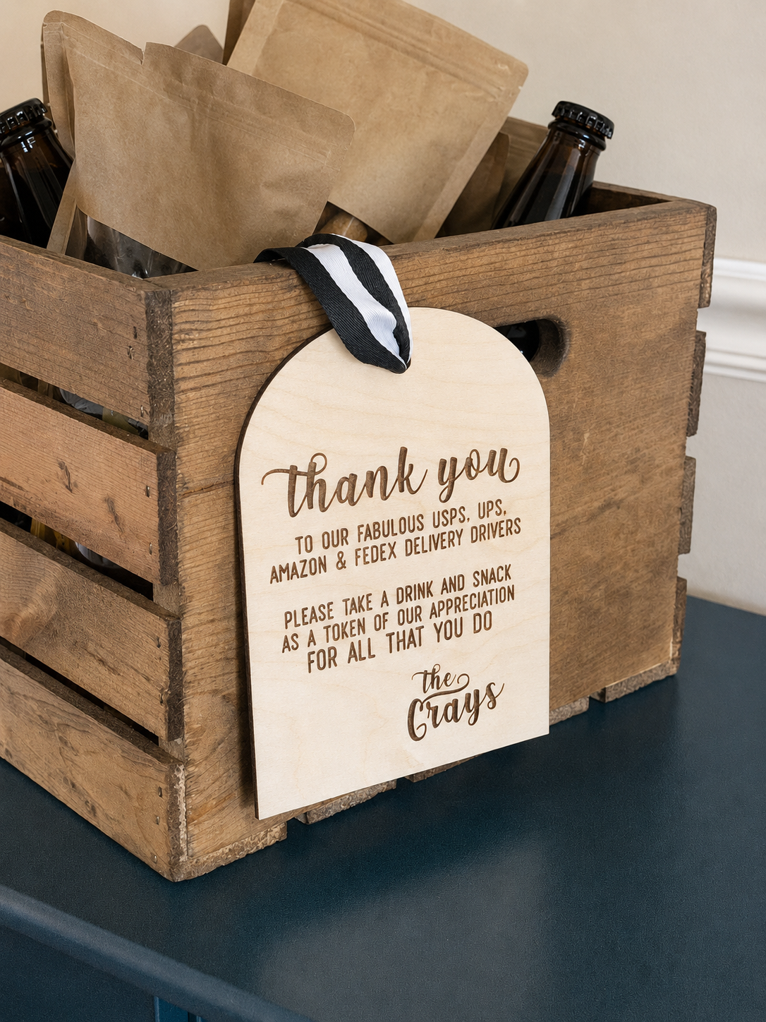 Personalized Delivery Driver Snack Basket Sign
