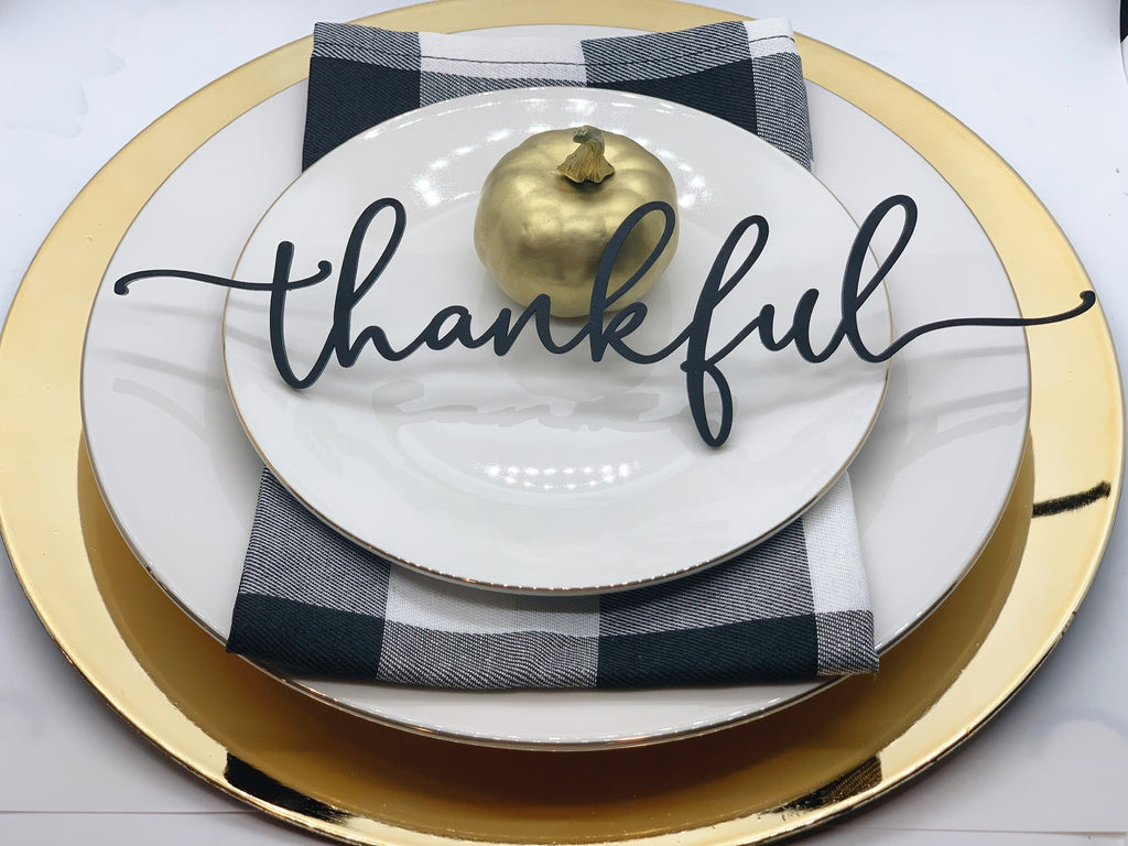 Holiday Table Place Setting | Thankful, Gather, Blessed & Grateful