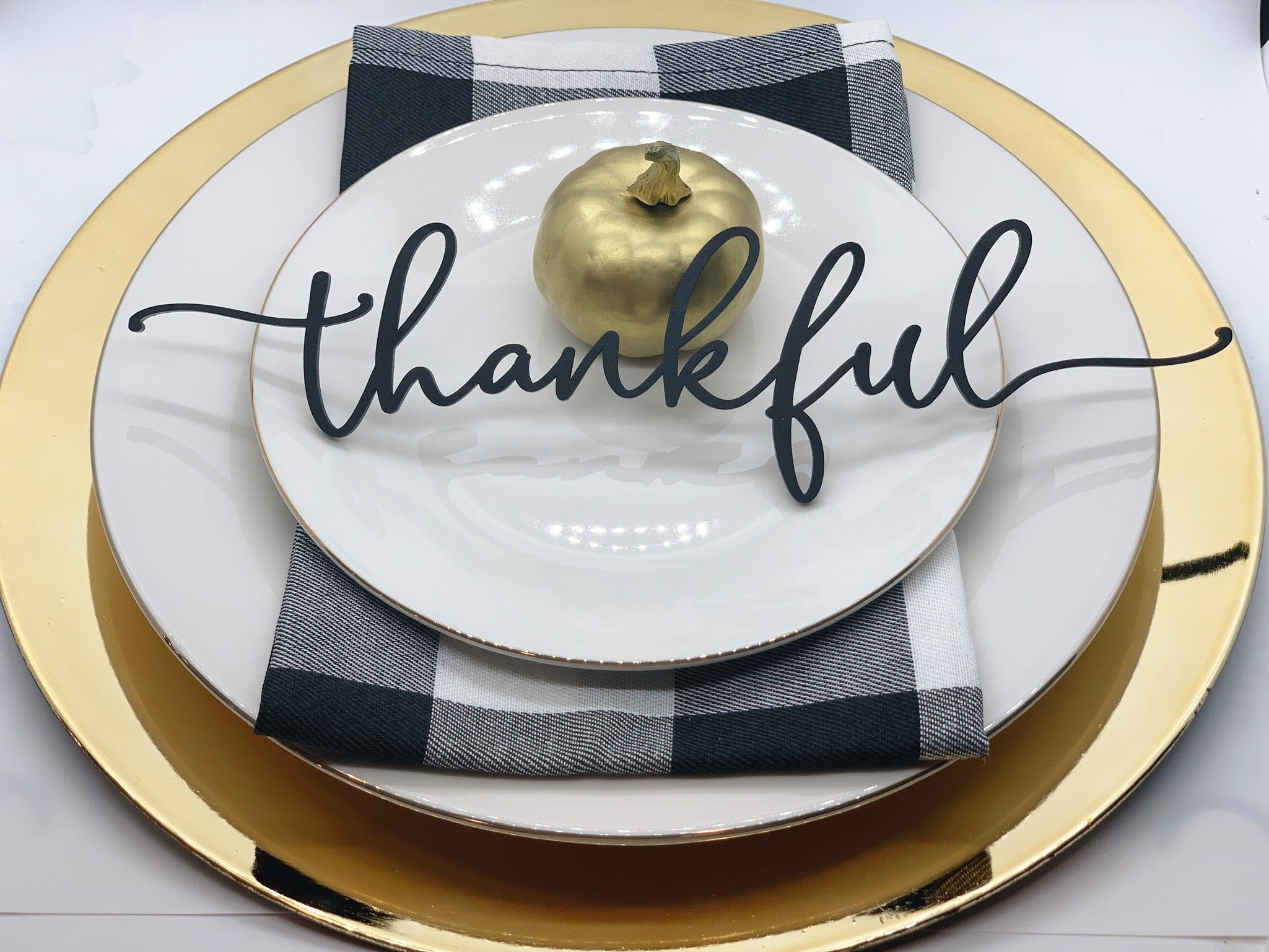 Holiday Table Place Setting | Thankful, Gather, Blessed & Grateful
