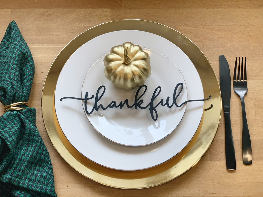 Holiday Table Place Setting | Thankful, Gather, Blessed & Grateful