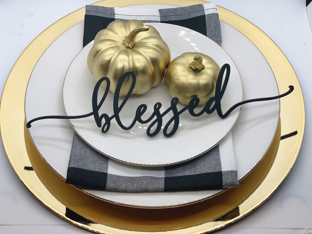 Holiday Table Place Setting | Thankful, Gather, Blessed & Grateful