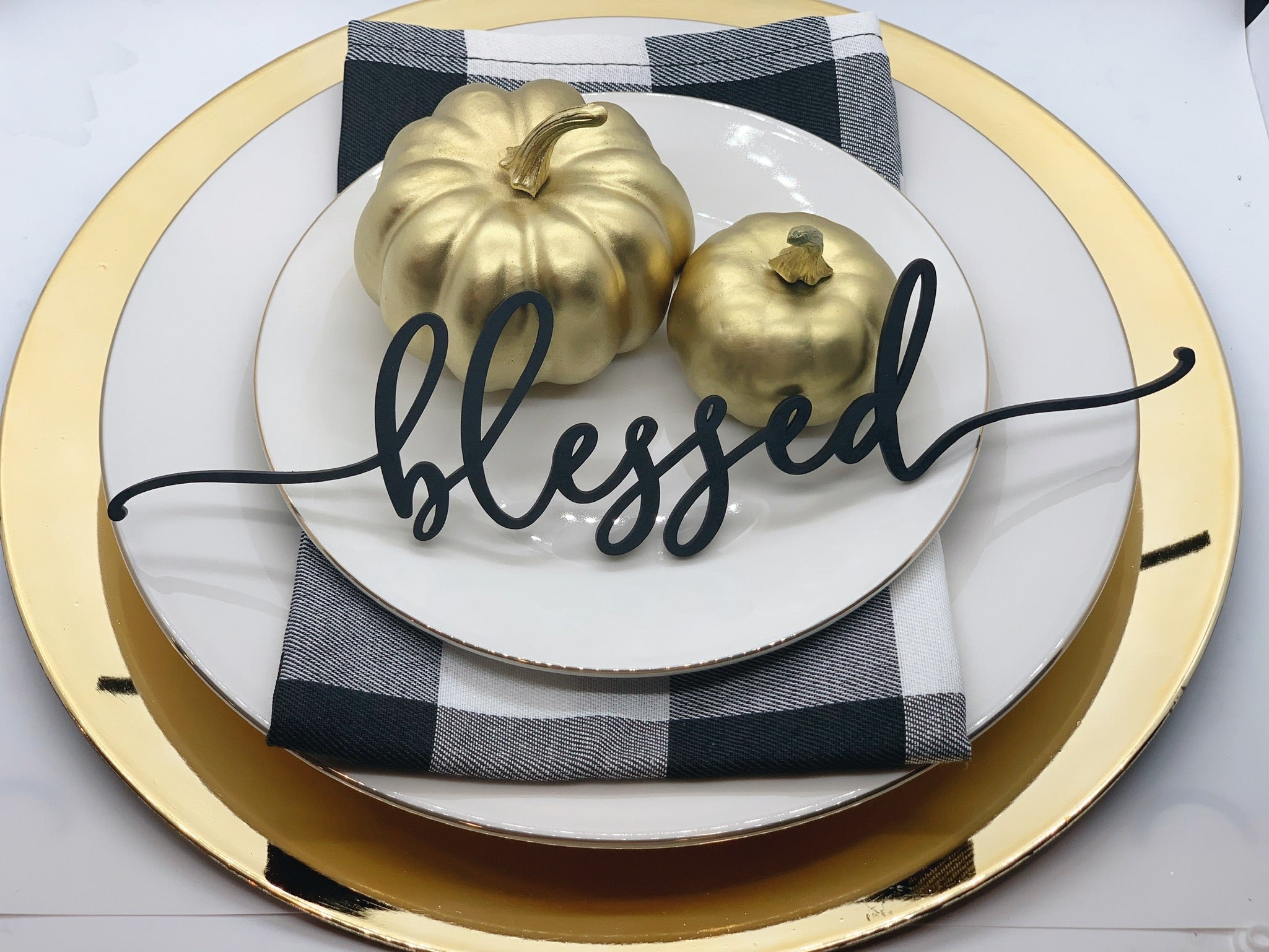 Holiday Table Place Setting | Thankful, Gather, Blessed & Grateful