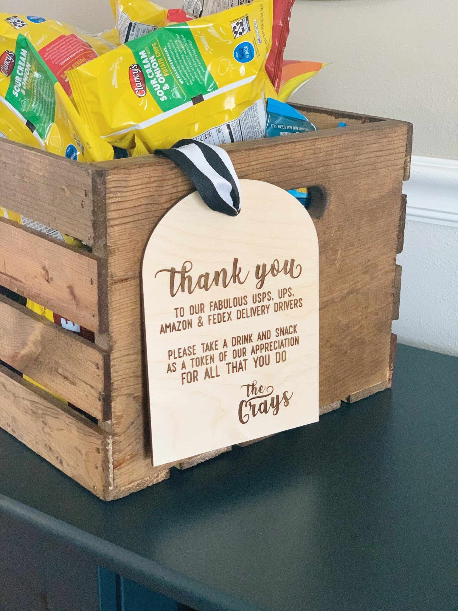 Personalized Delivery Driver Snack Basket Sign