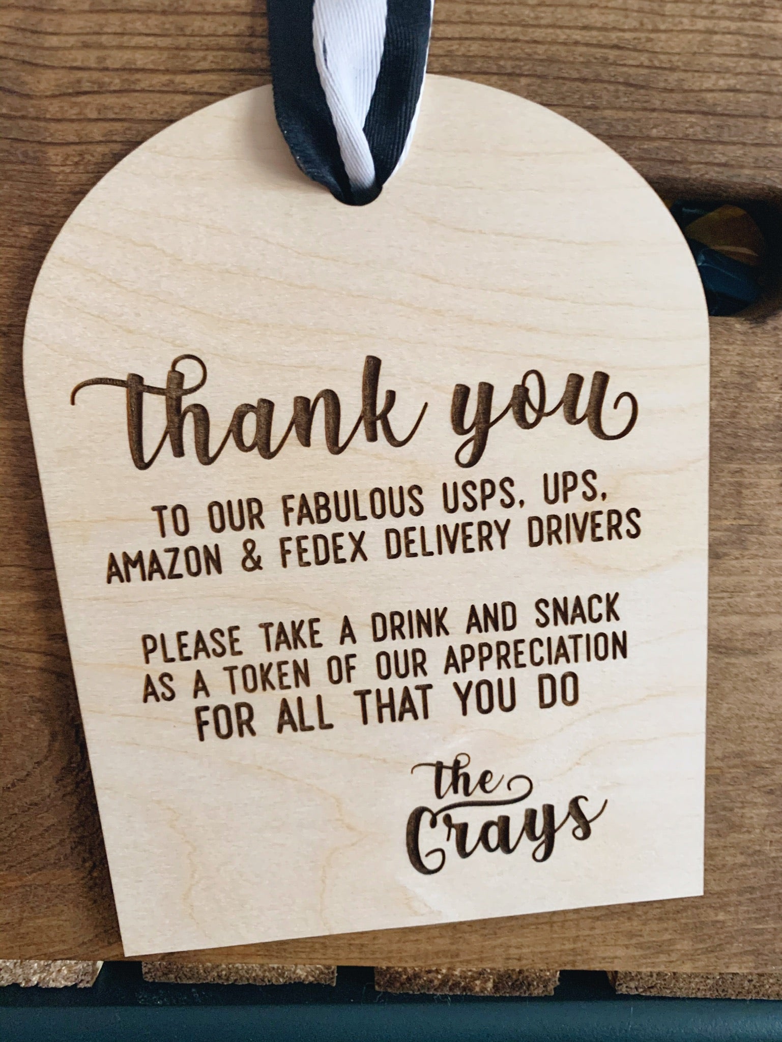 Personalized Delivery Driver Snack Basket Sign