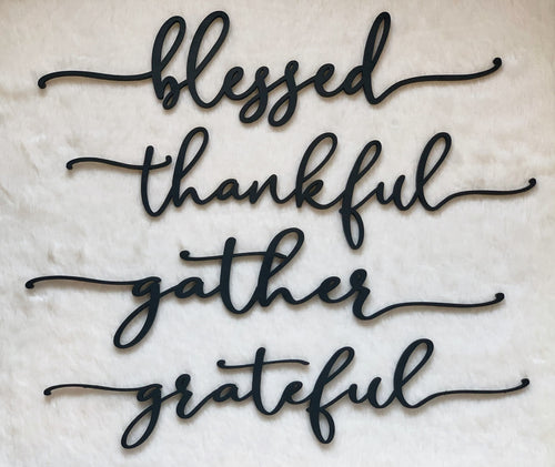 Holiday Table Place Setting | Thankful, Gather, Blessed & Grateful